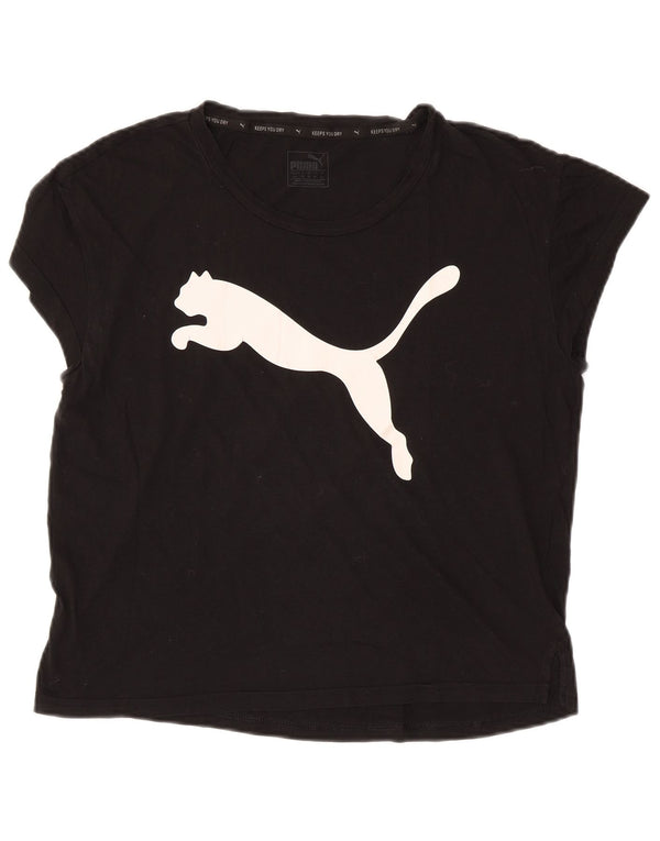 PUMA Damen Übergroßes Grafik-T-Shirt-Oberteil UK 10 Small Schwarz