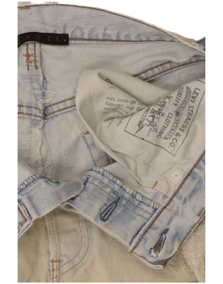 LEVI'S Damen Distressed Mini Denim Rock W28 Mittelblaue Baumwolle