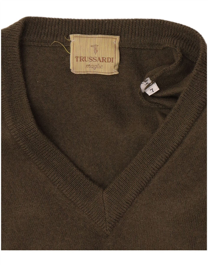 Trussardi Herren-Pullover mit V-Ausschnitt, Größe L, Grün
