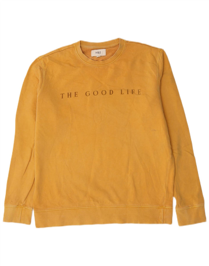 Marks & Spencer Herren-Sweatshirt mit Grafik, groß, aus Baumwolle, Gelb