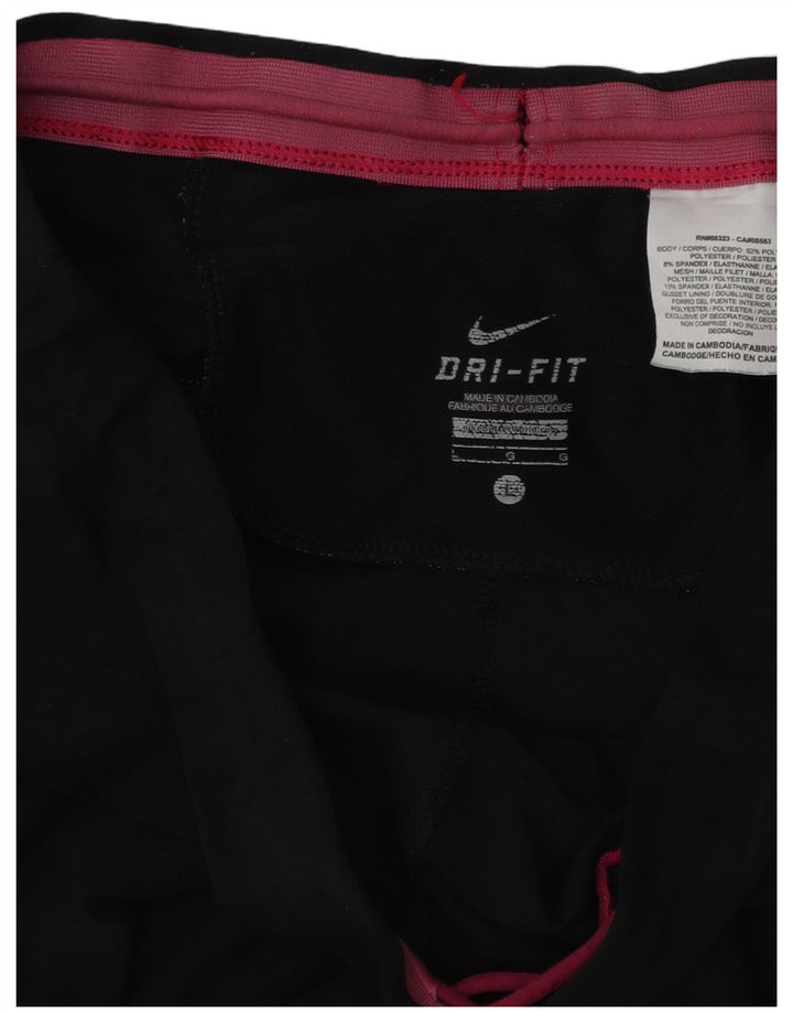 NIKE Womens Dri Fit Capri Trainingshose UK 16 Large Schwarz Colourblock