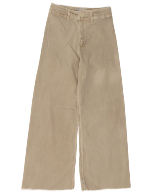 Zara Damen High Rise Wide Leg Jeans EU 38 Small W28 L26 Beige