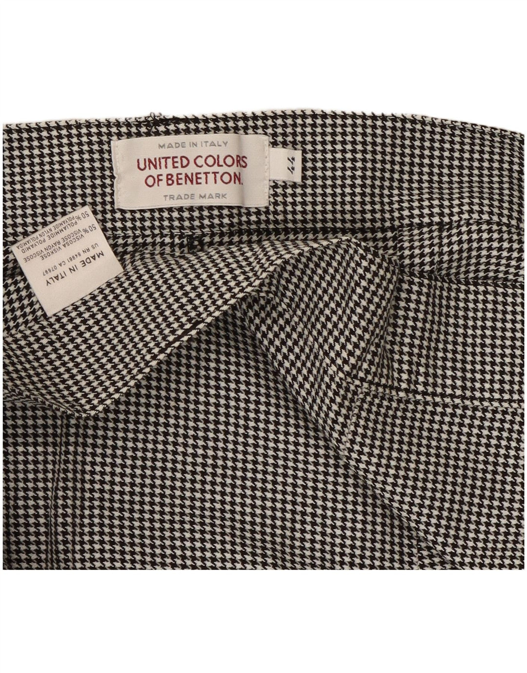 Benetton Damen Freizeithose IT 44 Medium W28 L30 Schwarzer Hahnentritt