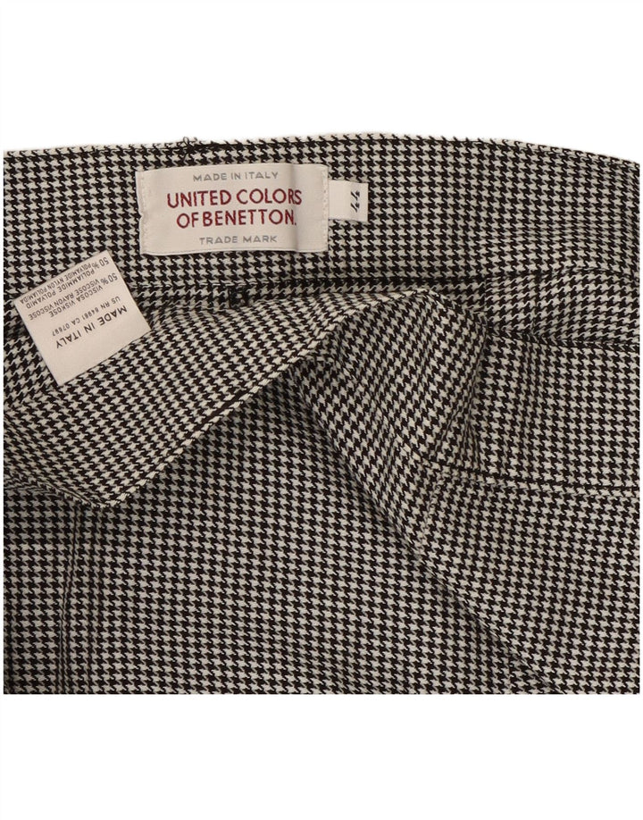 Benetton Damen Freizeithose IT 44 Medium W28 L30 Schwarzer Hahnentritt