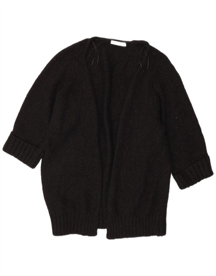 ZARA Damen-Strickjacke, übergroß, lang geschnitten, offen, Gr. 10, Schwarz