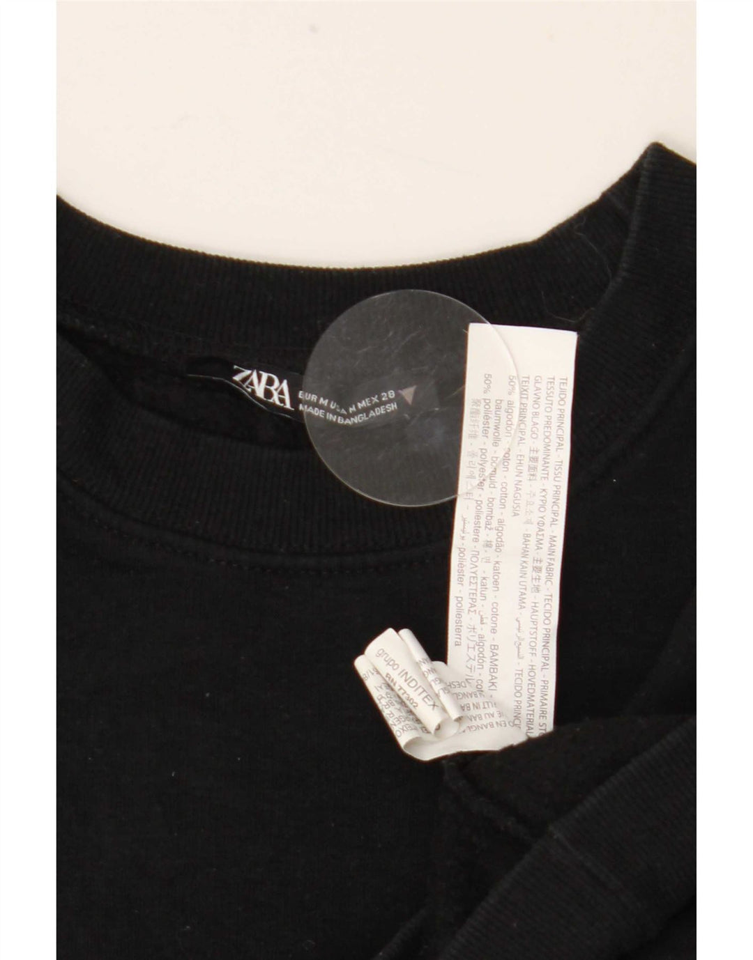 Zara Damen Crop Sweatshirt Pullover UK 14 Mittelschwarze Baumwolle