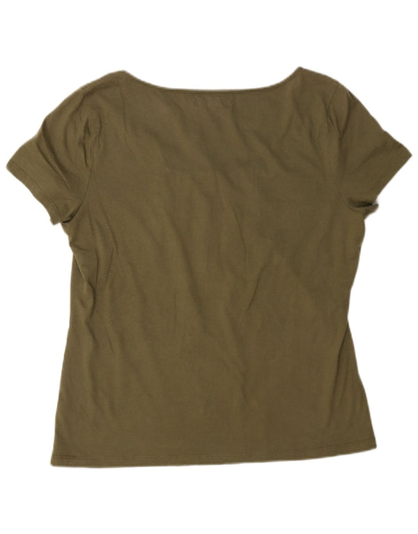 Chaps Damen T-Shirt Top UK 16 Large Khaki Baumwolle