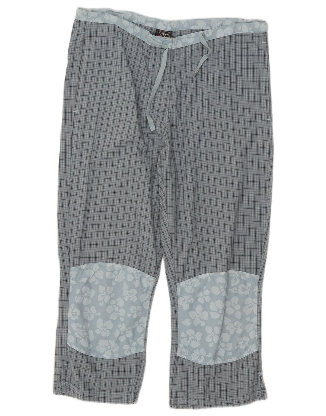 Think Pink Damen Caprihose W32 L21 Blau kariert