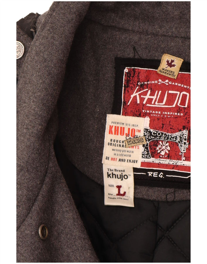 KHUJO Damen Militärmantel UK 16 Große graue Wolle