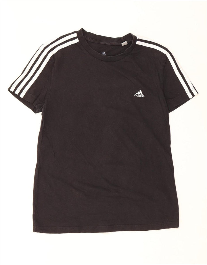 ADIDAS Damen T-Shirt Top UK 12/14 Mittelschwarze Baumwolle