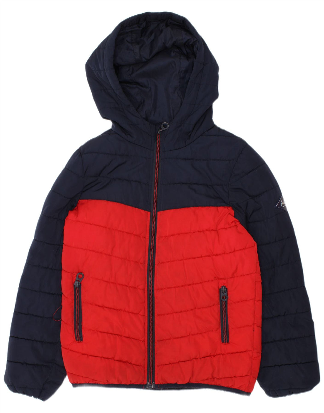 Joules Wattierte Jacke mit Kapuze für Jungen, 7–8 Jahre, Marineblau, Farbblock
