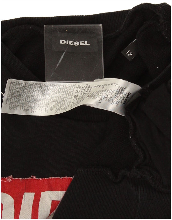 Diesel Womens Graphic Sweatshirt Pullover UK 12 Mittelschwarze Baumwolle