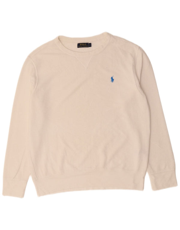 Polo Ralph Lauren Herren-Sweatshirt-Pullover, groß, cremefarbene Baumwolle