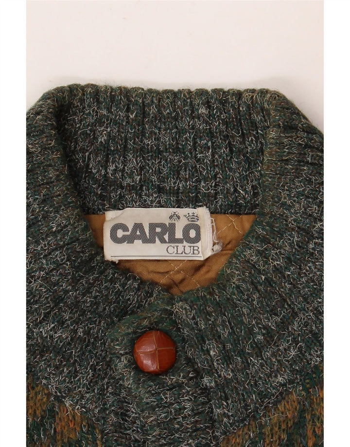 CARLO Herren-Strickjacke, groß, grün, geometrisch