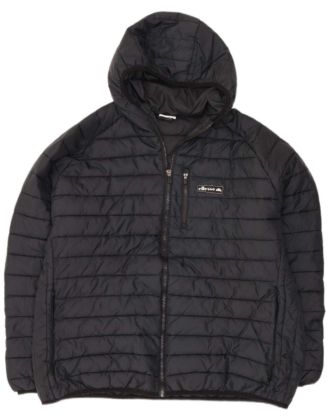 Ellesse Wattierte Damenjacke mit Kapuze, UK 24 4XL, schwarzes Polyester