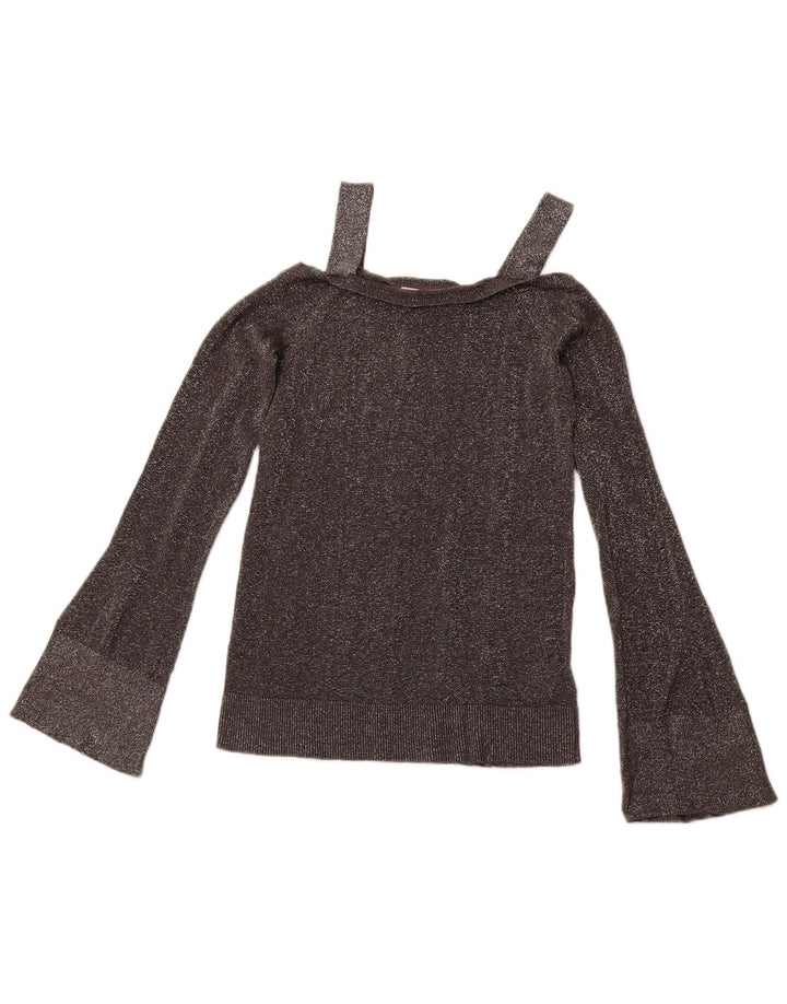 MICHAEL KORS Schulterfreies Blusenoberteil für Damen UK 6 XS Grau gefleckte Baumwolle