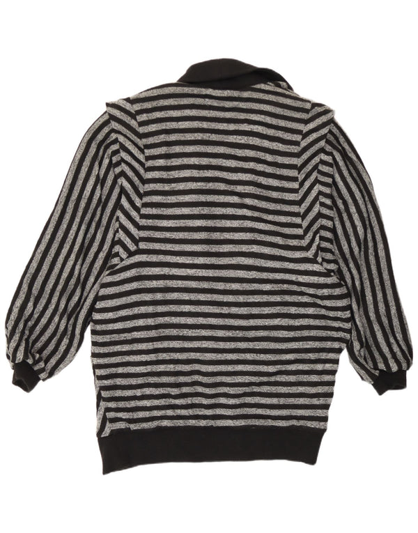 Vintage Damen offene übergroße Blazerjacke EU 36 klein grau gestreift