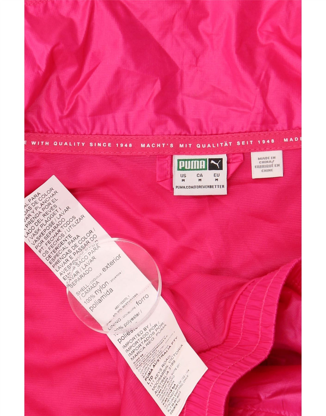 PUMA Damen Crop Oversized Trainingsanzug Top Jacke UK 14 Mittelrosa Nylon