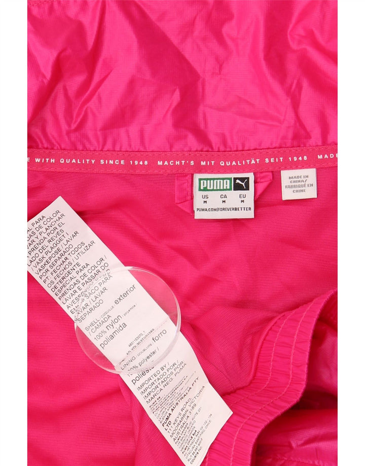 PUMA Damen Crop Oversized Trainingsanzug Top Jacke UK 14 Mittelrosa Nylon