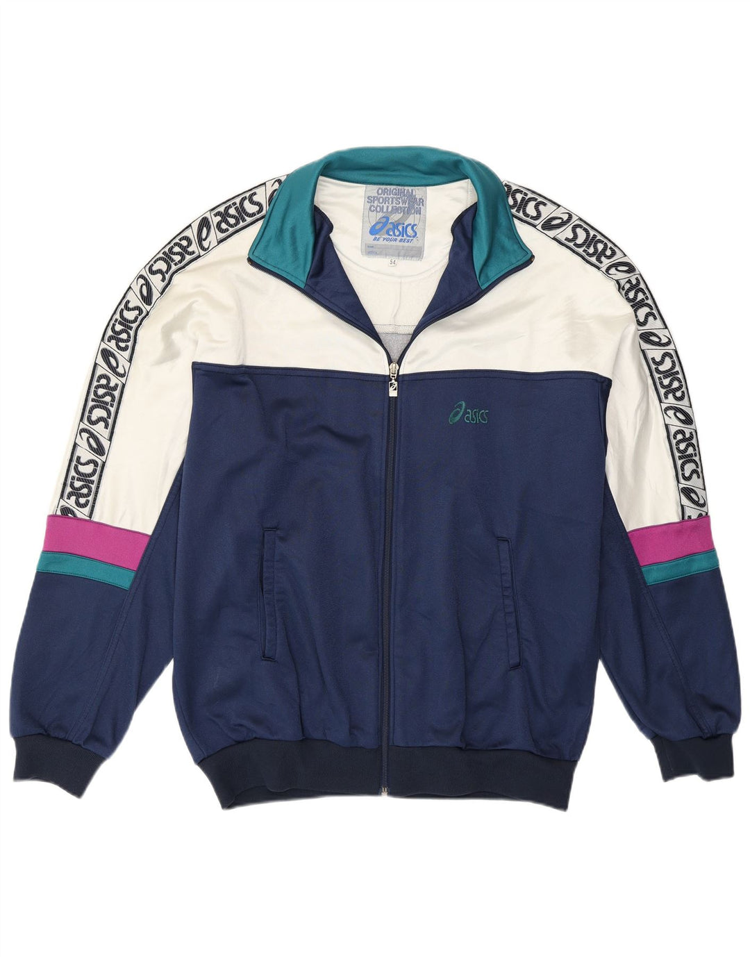 ASICS Herren-Trainingsanzugoberteil mit Grafik, IT 54 XL, Marineblau, Farbblock