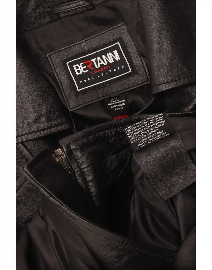 Bertanni Herren Leder Bikerjacke UK 38 Medium Schwarz