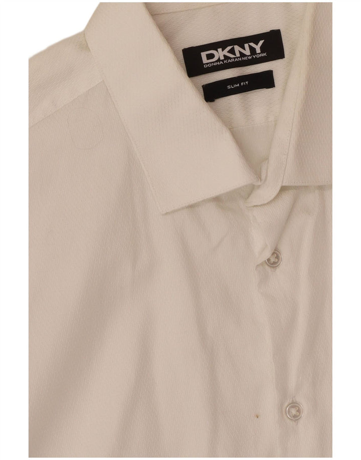 Dkny Herren-Slim-Fit-Hemd aus mittelweißer Baumwolle