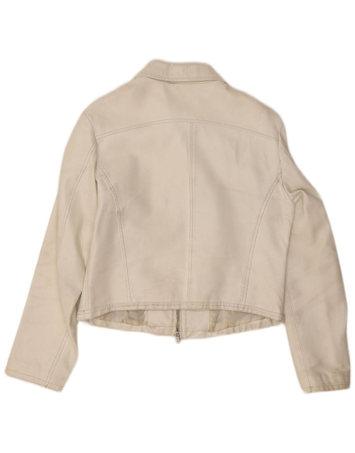 Masterpelle Damen Crop Lederjacke IT 48 XL Weißes Leder