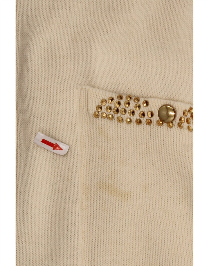 CIRO ESPOSITO Damen Strickhemdbluse UK 14 Große cremefarbene Wolle