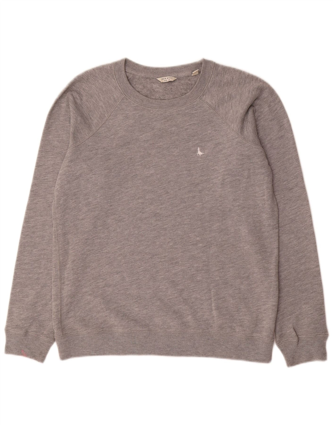 Jack Wills Damen-Sweatshirt-Pullover UK 12 Mittelgrau gefleckte Baumwolle