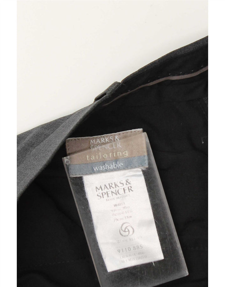 Marks & Spencer Herren-Anzughose mit maßgeschneiderter Passform, W38, L31, grau, Polyester