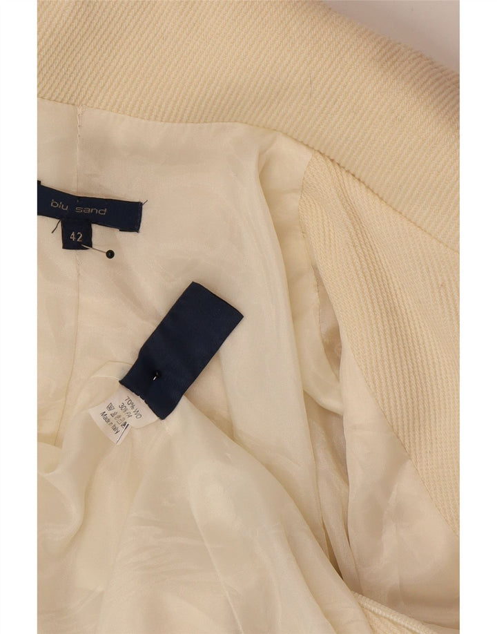 Vintage Damen Mantel IT 42 Medium Off White Wool Classic