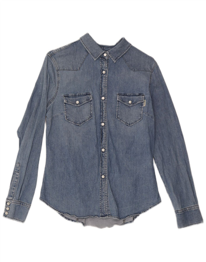 Roy Rogers Damen Jeanshemd UK 12 Mittelblaue Baumwolle