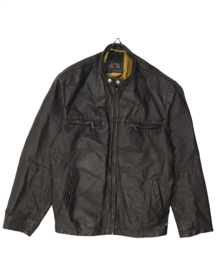 Pierre Cardin Herren Bomber-Lederjacke UK 40 Large Schwarz