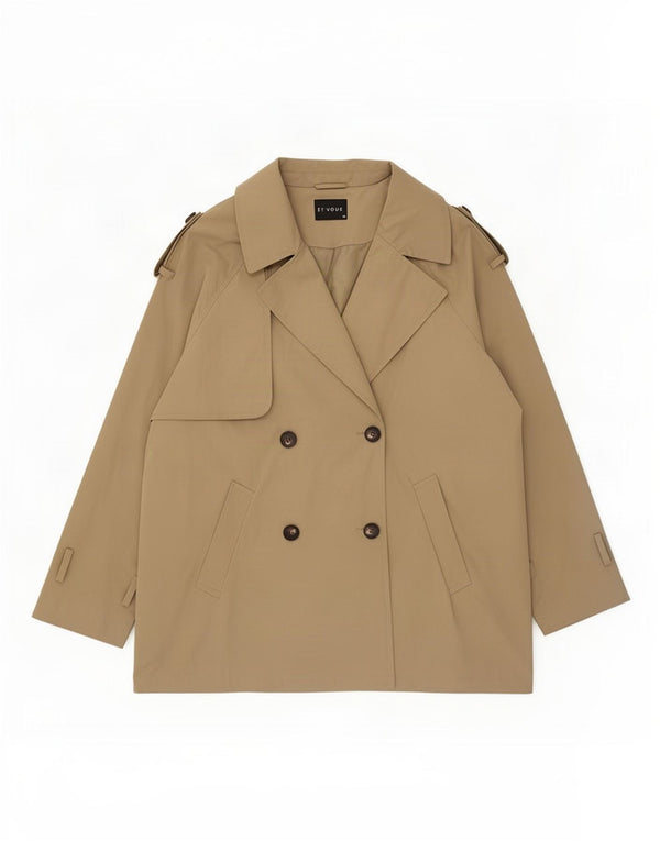 Et Vous Damen Kurzer Trenchcoat UK 20 2XL Khaki Polyester