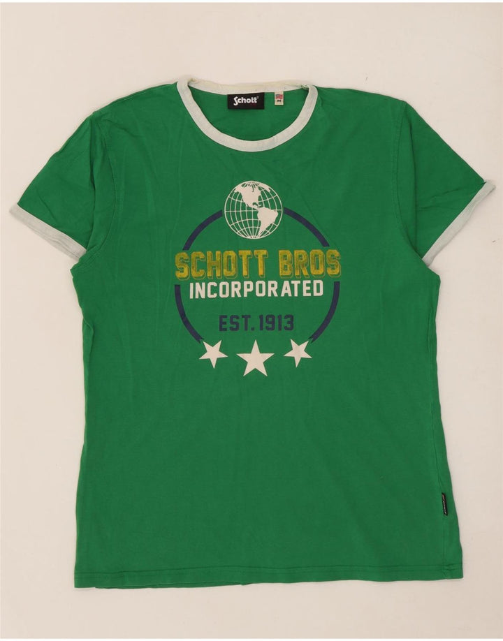 Schott Herren-T-Shirt mit Grafik, mittelgrüne Baumwolle