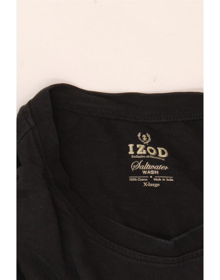 Izod Herren T-Shirt Top XL Schwarz Baumwolle