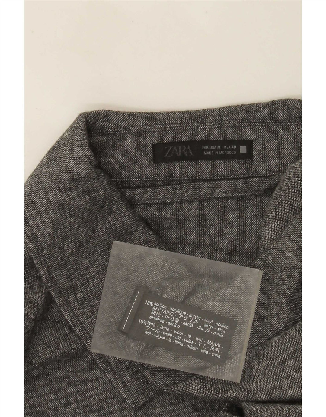 Zara Herren Overshirt-Hemd Mittelgraues Acryl