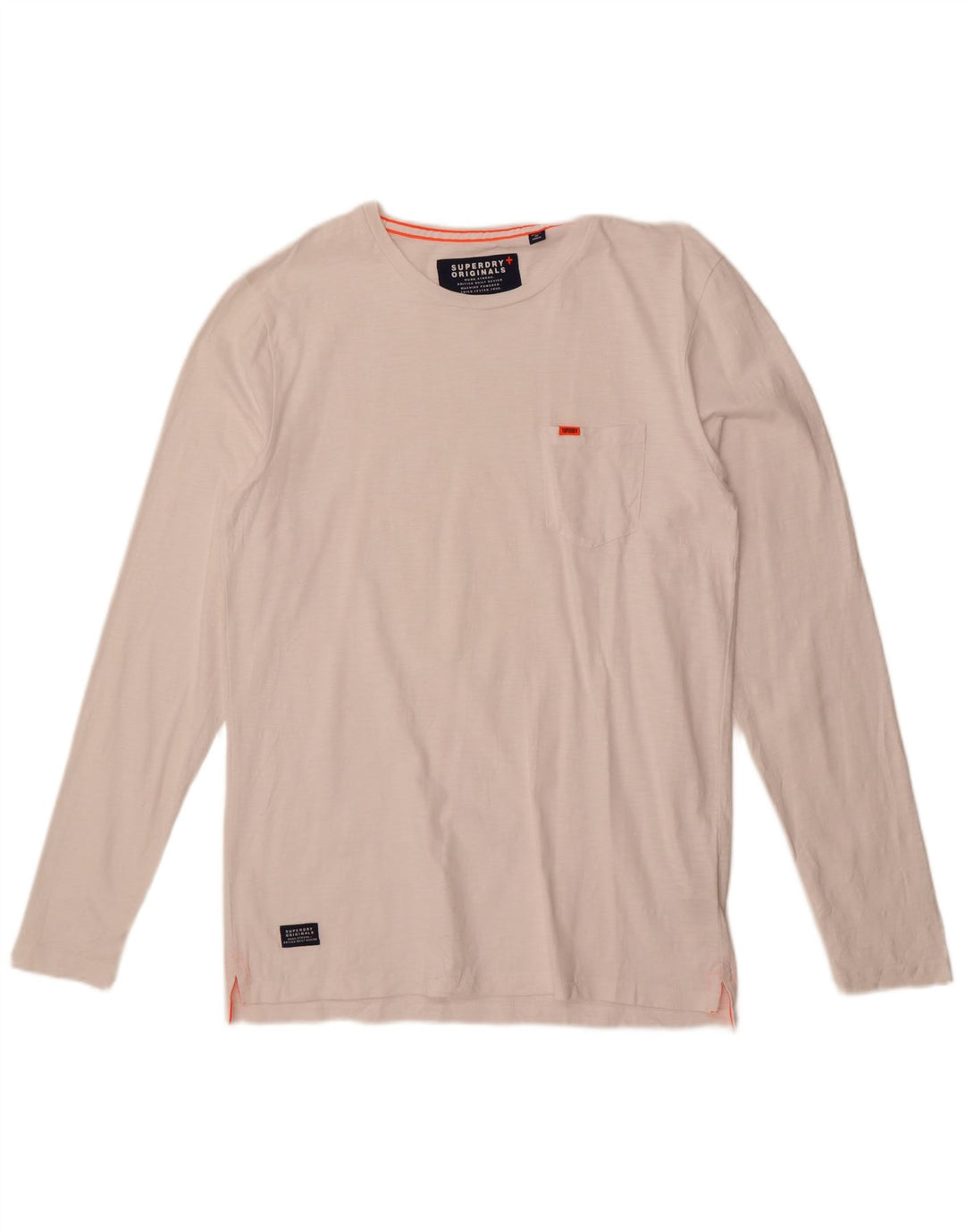 Superdry Herren-Oberteil, langärmelig, groß, aus weißer Baumwolle