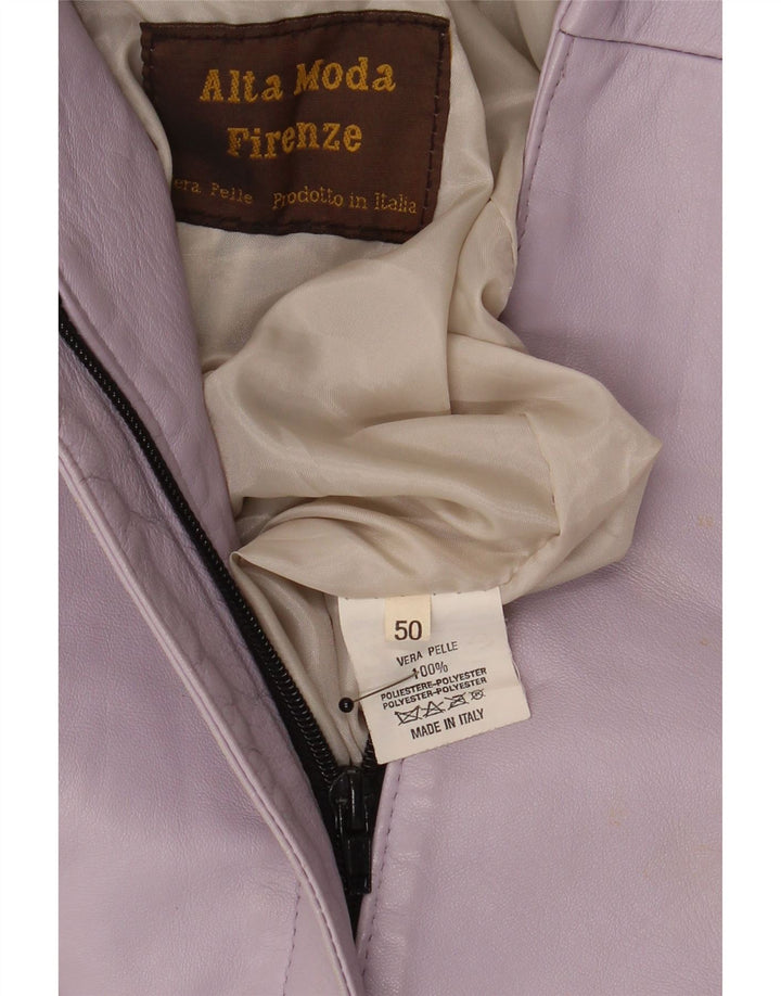 Alta Moda Damen-Blazerjacke aus Leder mit durchgehendem Reißverschluss IT 50 XL Lila Leder