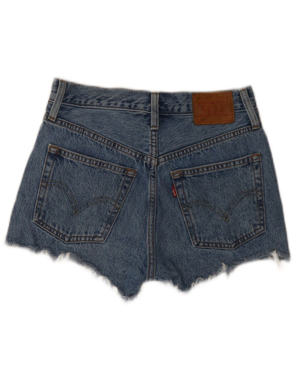 Levi's Damen 501 Graphic Denim Shorts W23 2XS Blaue Colourblock-Baumwolle