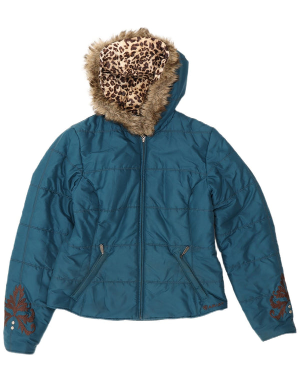 Ariat Wattierte Damenjacke mit Kapuze, UK 14, Mittelblau, Polyester
