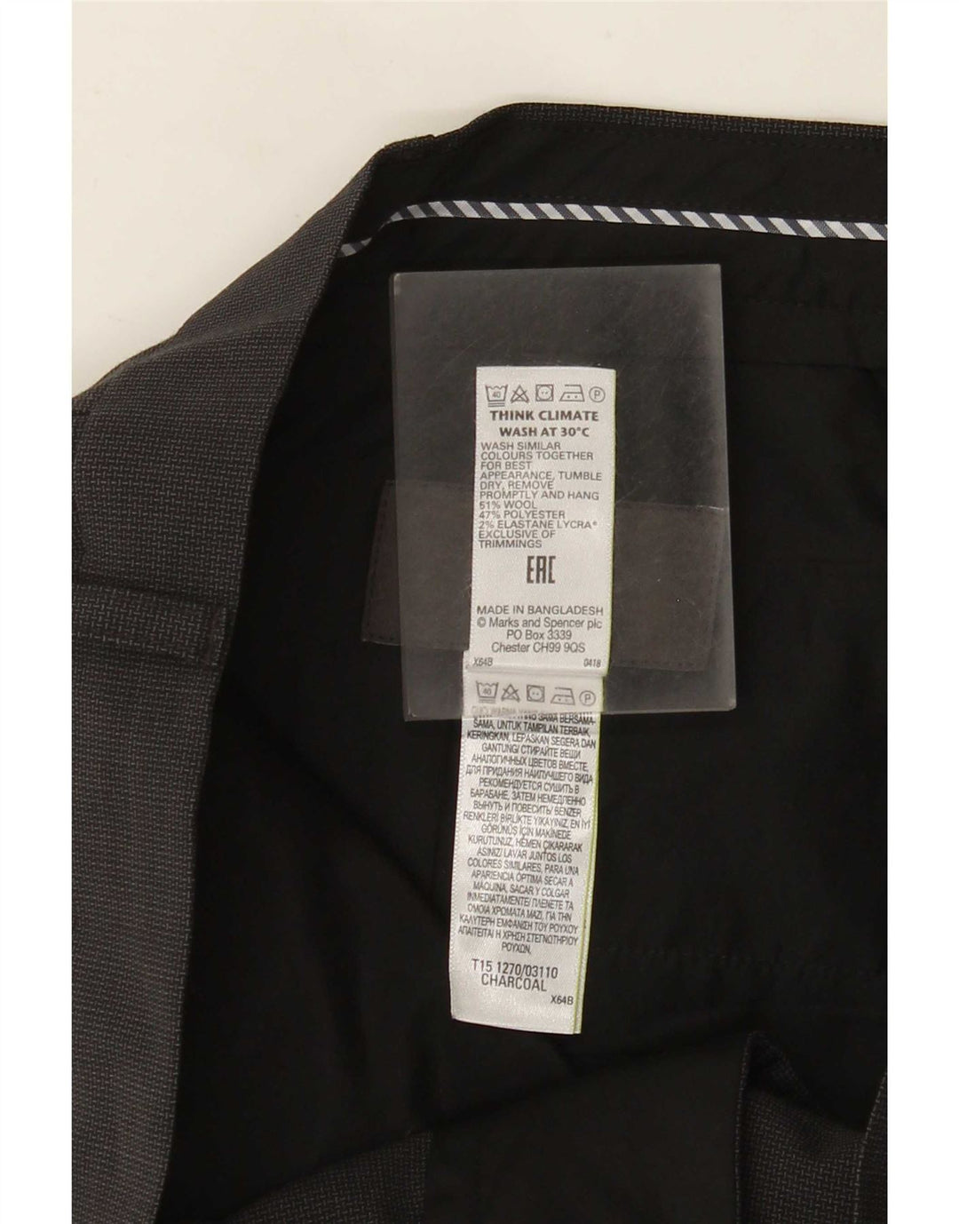 Gerade Herren-Anzughose von Marks & Spencer, W38, L31, graue Wolle