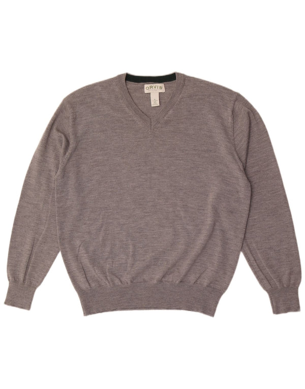 ORVIS Herren-Pullover mit V-Ausschnitt, XL, graue Wolle