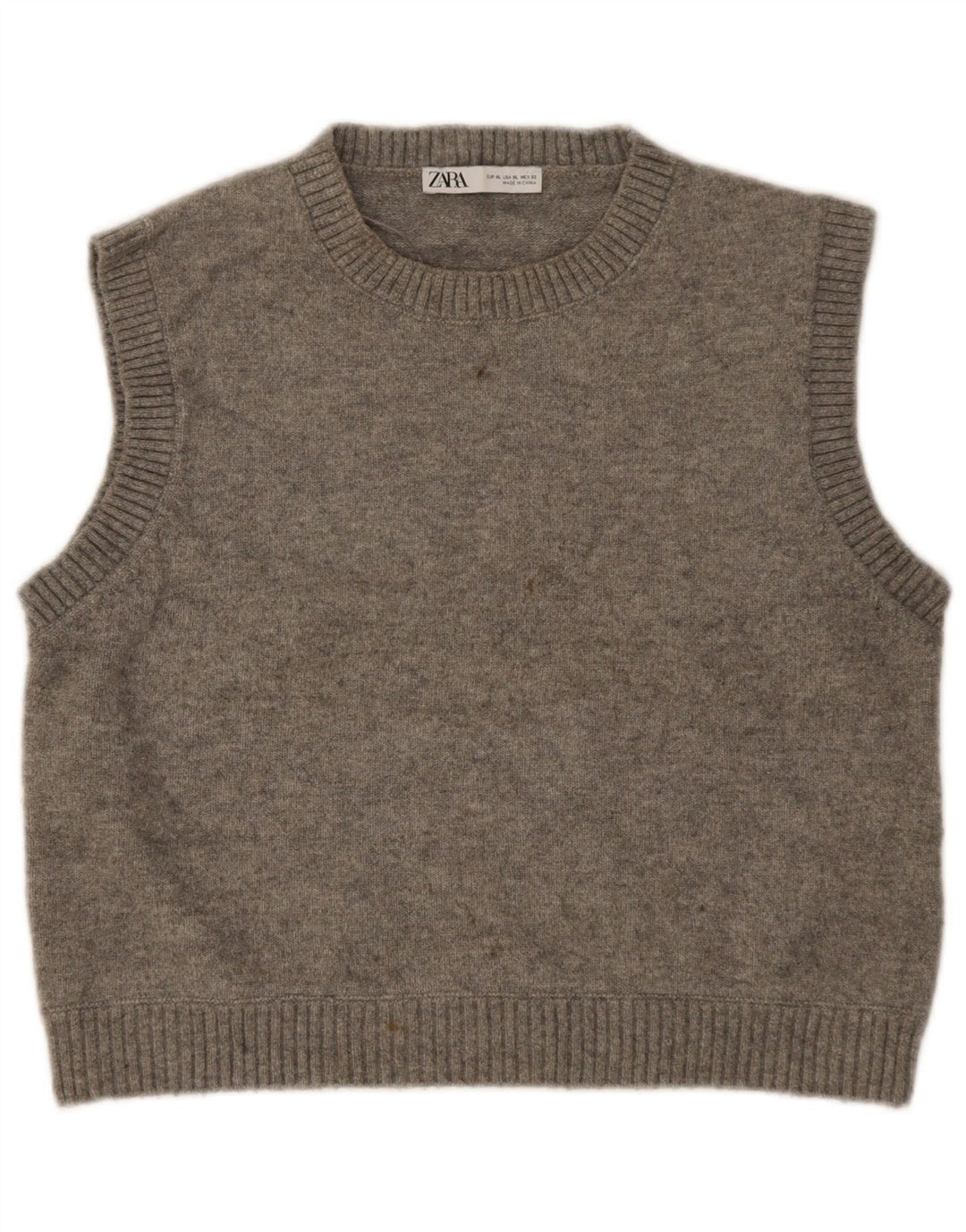 Zara Damen Crop Vest Tank Top UK 18 XL Grau geflecktes Polyester
