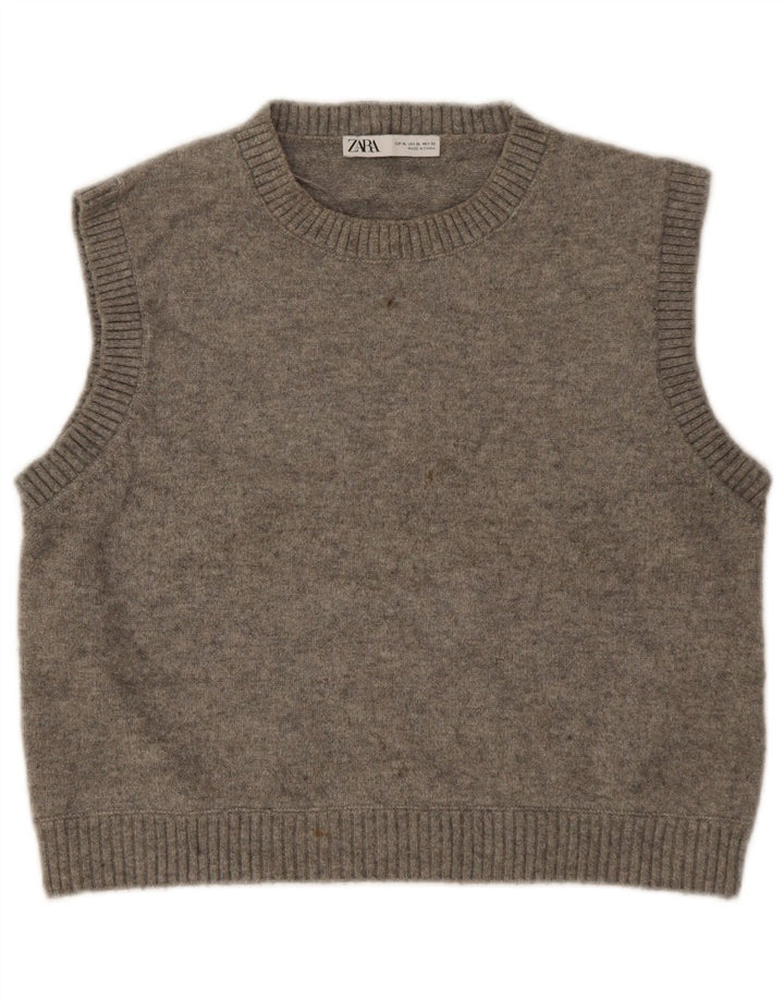 Zara Damen Crop Vest Tank Top UK 18 XL Grau geflecktes Polyester