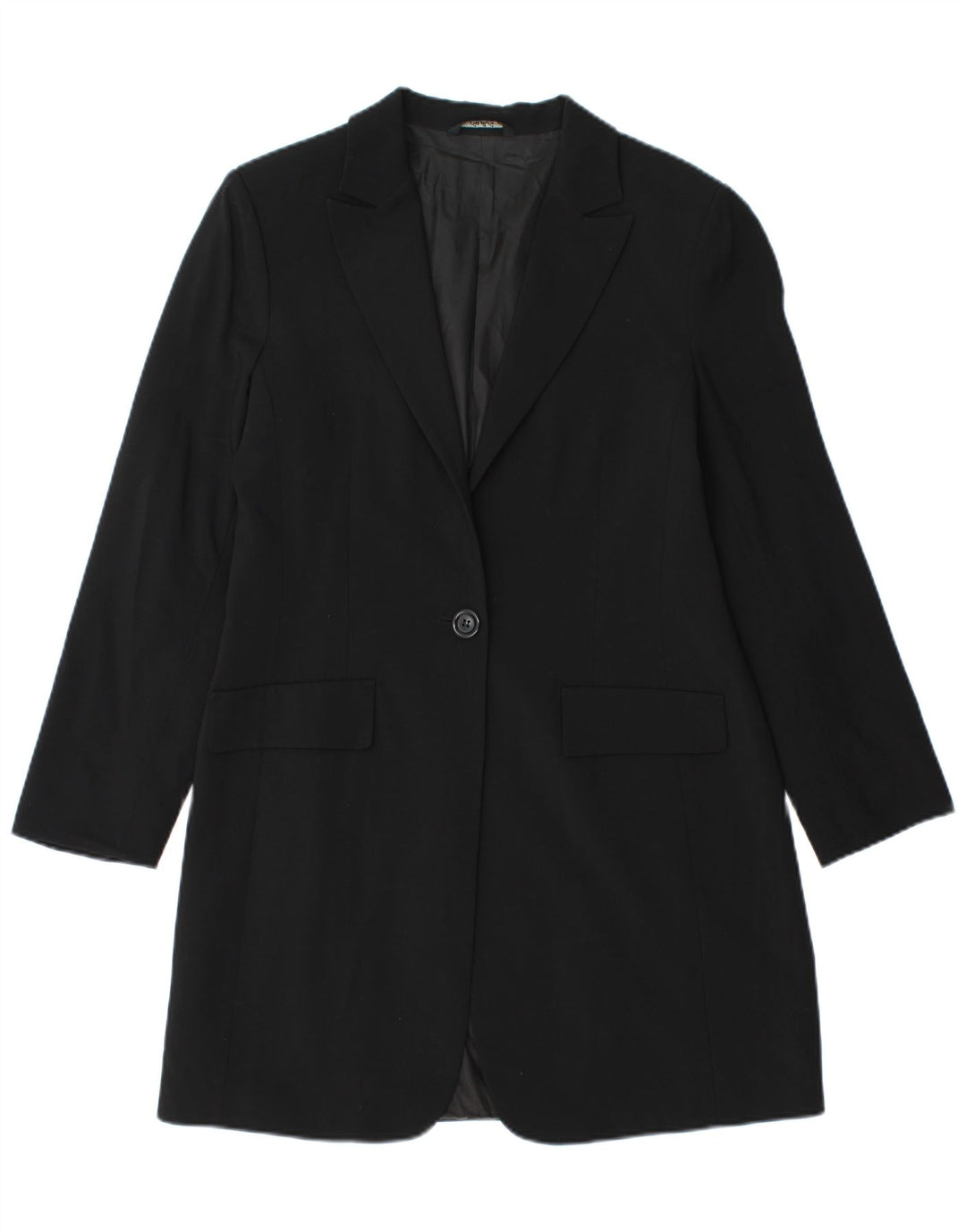Vintage Damen Longline 1 Knopf Blazer Jacke IT 46 Large Schwarz
