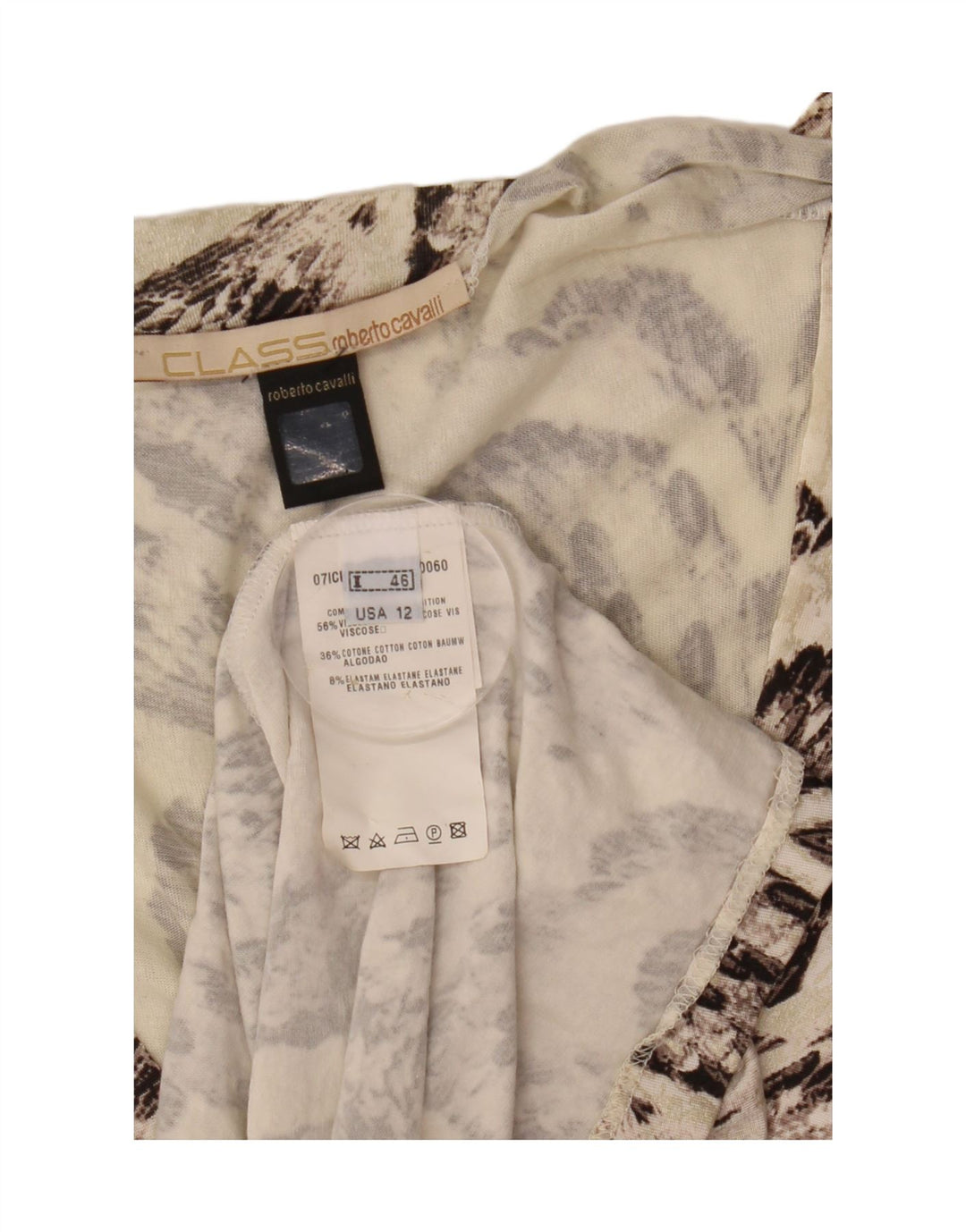 Roberto Cavalli Damen A-Linien-Kleid mit abstraktem Muster IT 46 Large Off White