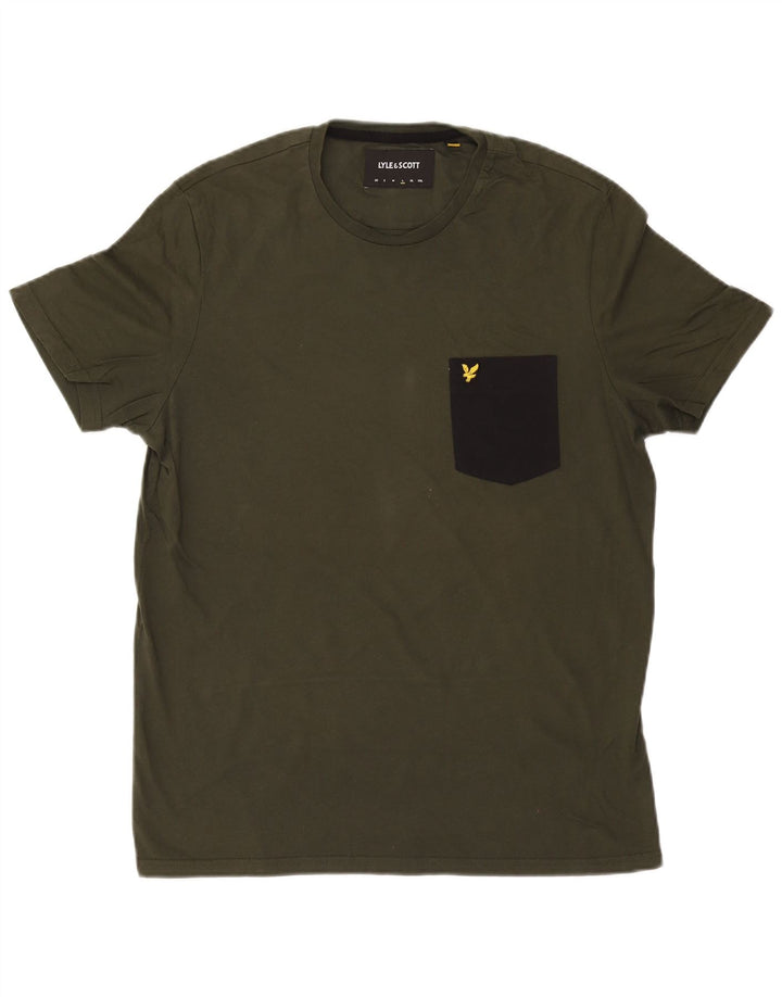 LYLE & SCOTT Herren T-Shirt Top Large Khaki Colourblock Baumwolle