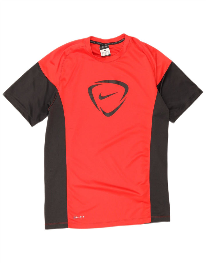Nike Herren-T-Shirt mit Dri-Fit-Grafik, Größe S, rotes Farbblock-Polyester