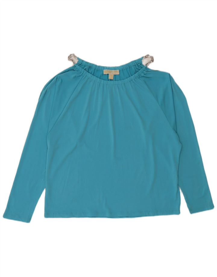 MICHAEL KORS Damen Langarm-Blusenoberteil UK 18 XL Blaues Polyester